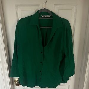 Zara Women's Emerald Button-Down Shirt